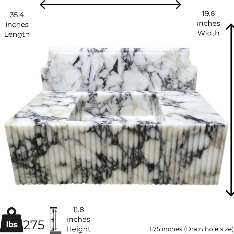 Marble-patterned soap with dimensions and weight displayed