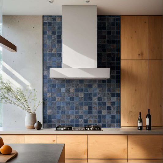 Mix Marble Mosaic 5x5 in a contemporary kitchen featuring a polished finish and minimalist design.