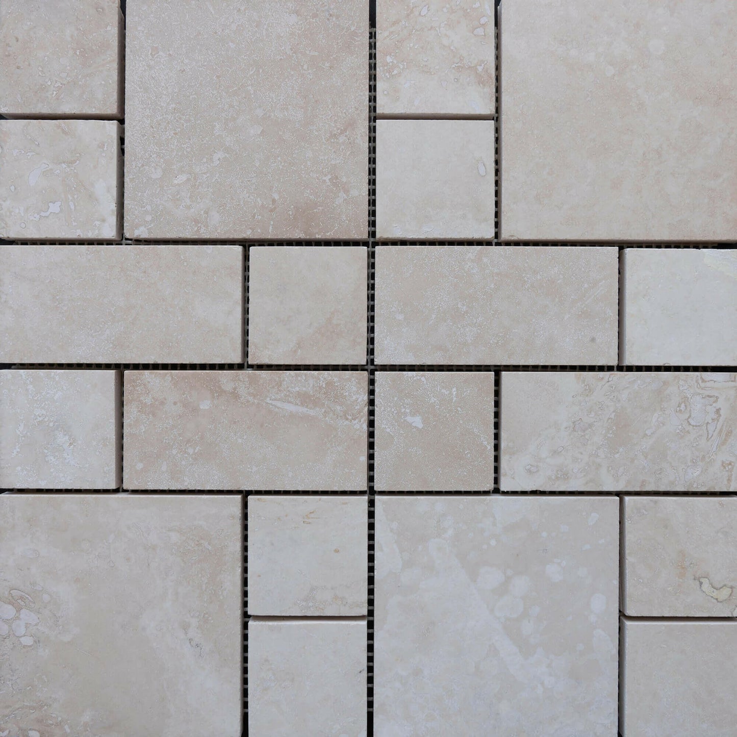 Travertine pattern set showcasing premium natural stone tiles with polished finish for minimalist design spaces.