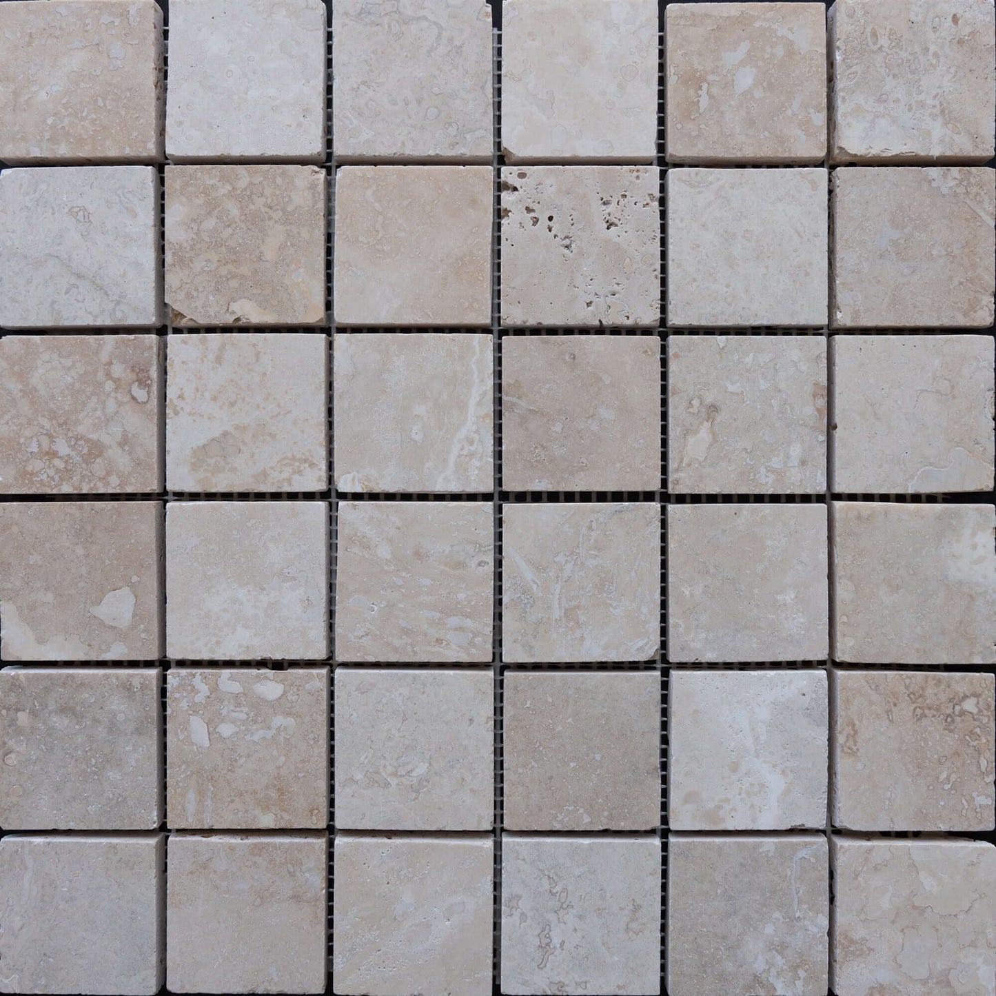 Travertine mosaic tiles in 5x5 format, showcasing premium quality and timeless elegance for any space.