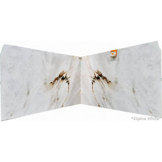 Alpina White Bookmatching Marble Slabs Polished - Livfloors Collection.