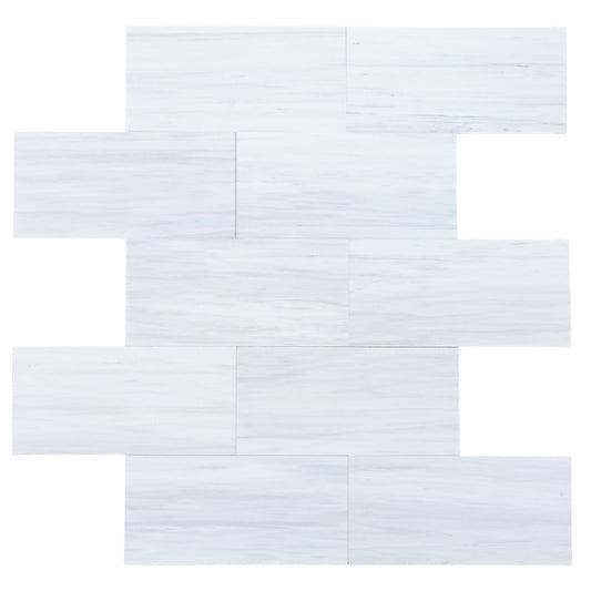 Bianco Dolomite Platinum Marble 12"x24" Polished Floor and Wall Tile - Livfloors Collection.