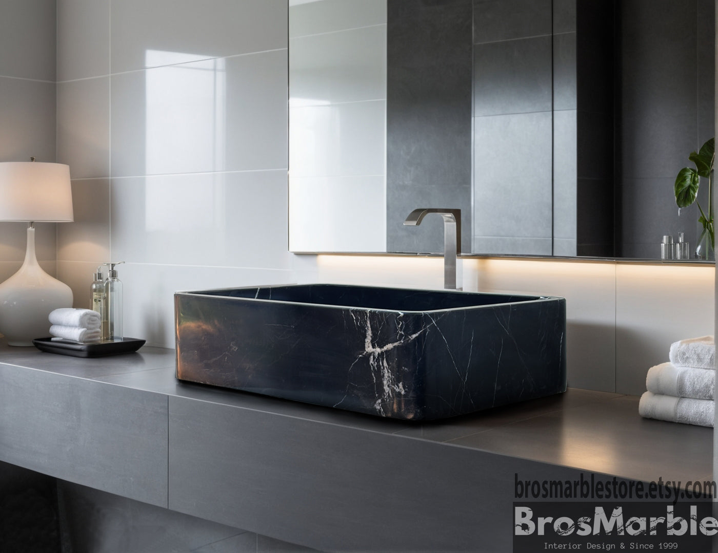 Black Marble Sink | Handmade Natural Stone Bathroom Basin