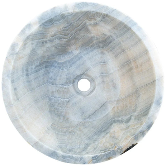 Natural Stone Bubble Gray Onyx Above Vanity Bathroom V Shape Sink (D)16" (H)6".