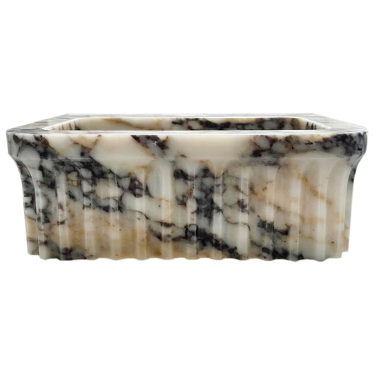 Calacatta Viola Marble Wall-mount Bathroom Vanity Sink Fluted (W)15" (L)22" (H)8".