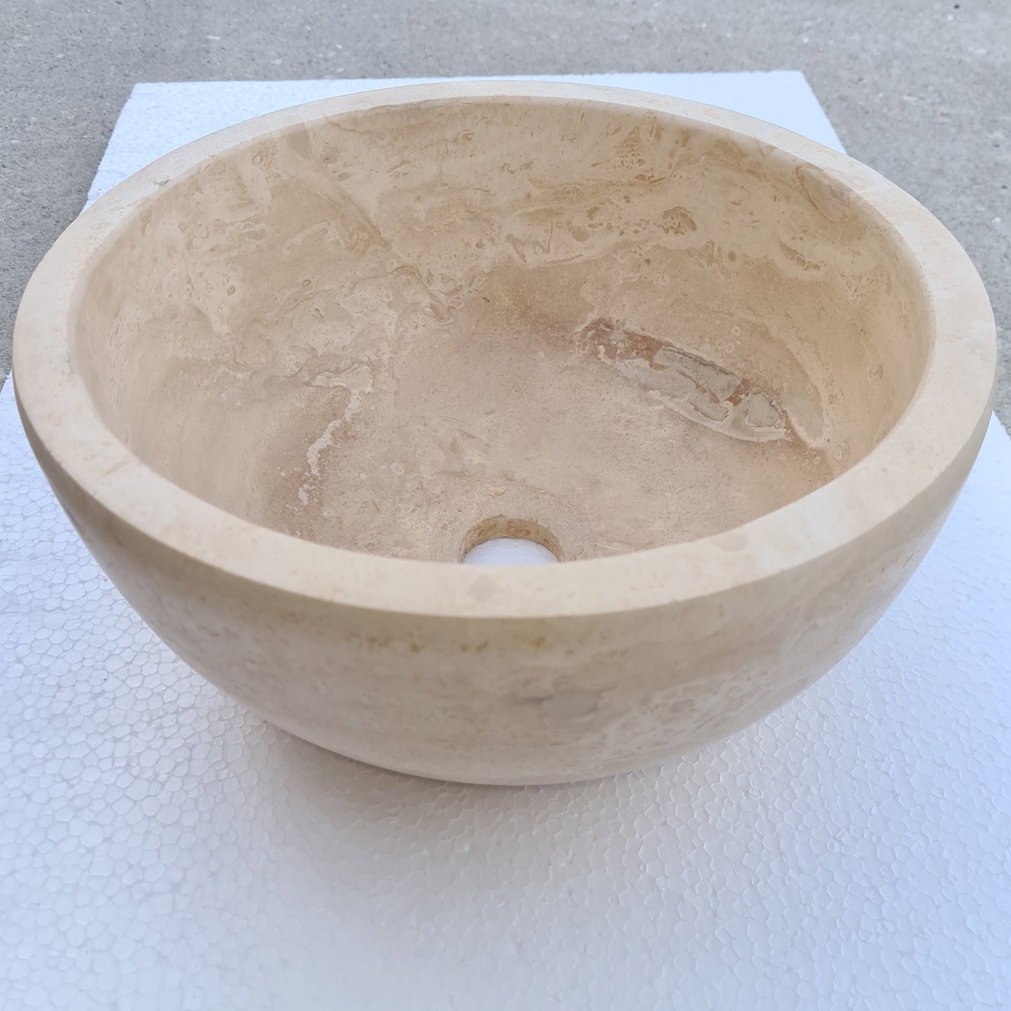 Crema Antiqua Travertine Natural Stone Under-mount Sink Honed and Filled (D)12" (H)6"-Clearance.