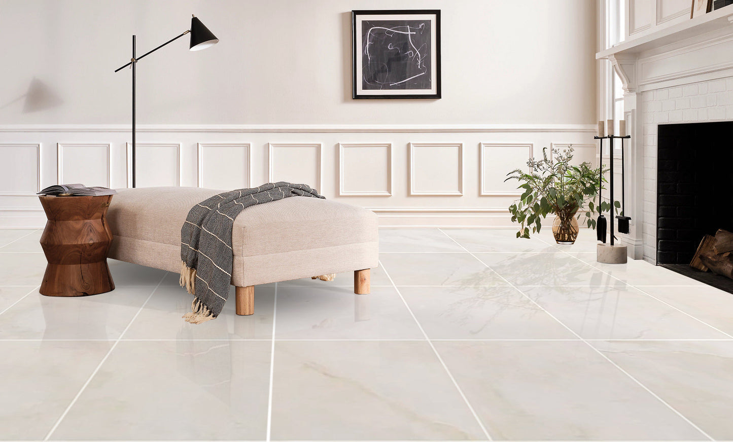 French Vanilla Cream Arizona Marble Floor and Wall Tile - Livfloors Collection.