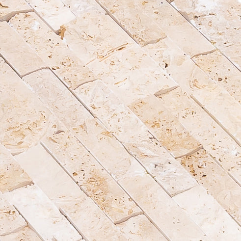 Ivory Ledger 3D Panel 6"x24" Natural Travertine Wall Tile - Full Truckload.