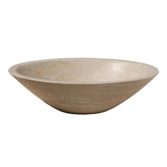 Light Beige Travertine Natural Stone Oval Above Vanity Bathroom Vessel Sink Polished.
