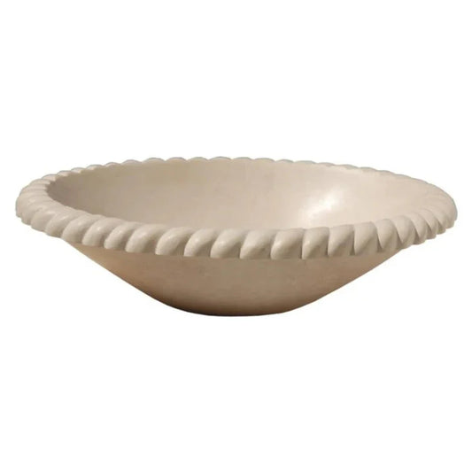 Champagne Limestone Oval Braid Self-rimming Above Vanity Bathroom Sink (W)18" (L)22" (H)6".