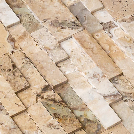 Philadelphia Ledger 3D Panel 6"x24" Natural Travertine Wall Tile - Full Truckload.