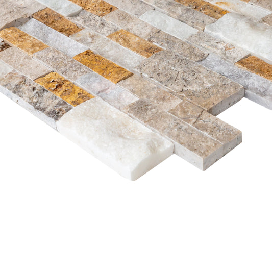 Riverrock Mixed Ledger 3D Panel 6"x24" Natural Marble Wall Tile - Full Truckload.