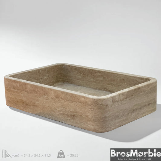 Travertine Marble Sink | Handmade Natural Stone Bathroom Basin
