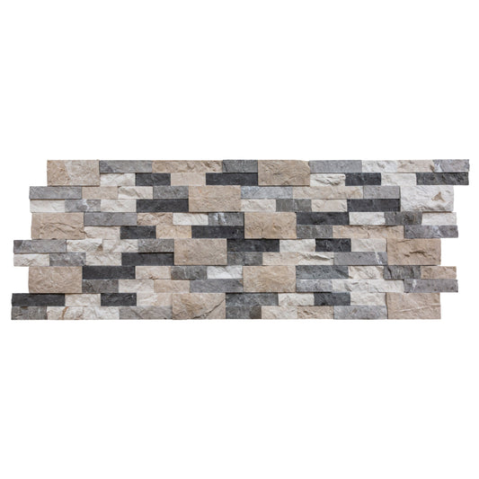 Tundra Gray Mix Ledger 3D Panel 6"x24" Split-face Marble Wall Tile - Full Truckload.