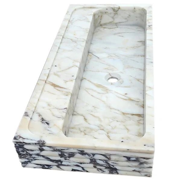 Calacatta Viola Marble Vessel Sink showcasing polished finish and minimalist design, highlighting elegant natural stone craftsmanship.