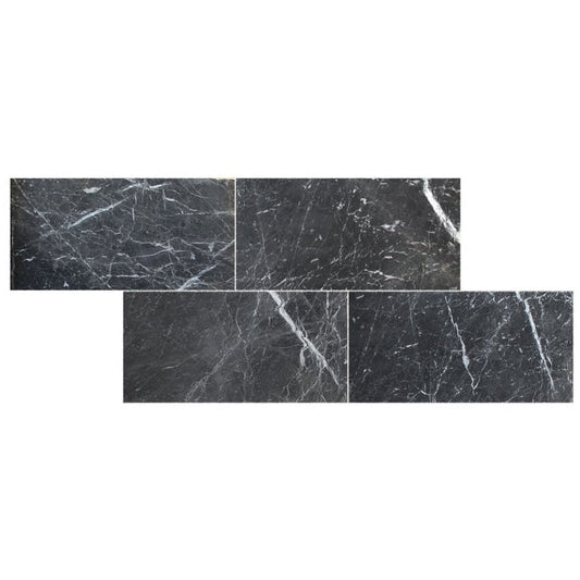 Amanos Black Marble Polished Floor and Wall Tile - Large Format - Livfloors Collection.