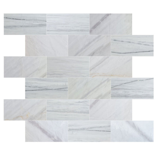 Bianco Lasa Exotic Marble Polished Floor and Wall Tile - Large Format - Livfloors Collection.