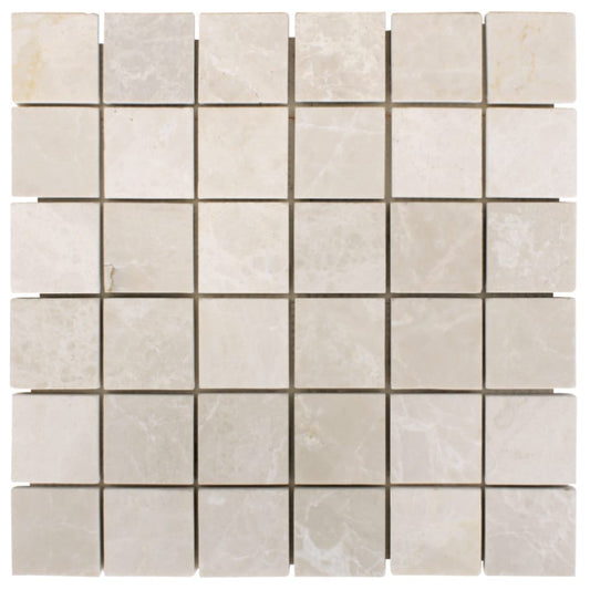 Botticino Cream Beige Marble Mosaic Floor and Wall Tile - Livfloors Collection.