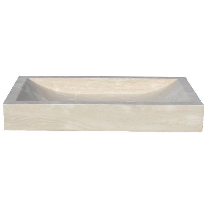 Troia Light Travertine Sink in soft beige, showcasing modern elegance and organic warmth.
