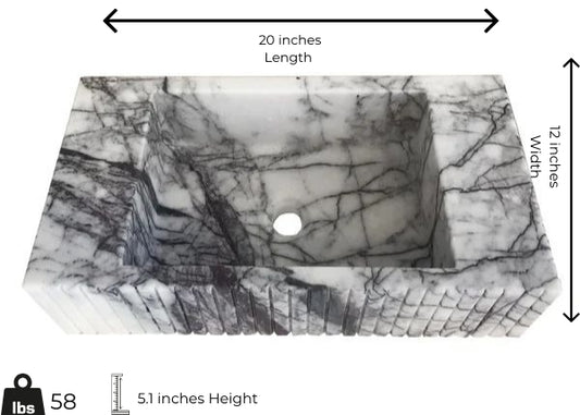 New York Marble Sink showcasing polished finish, minimalist design, and natural stone craftsmanship.