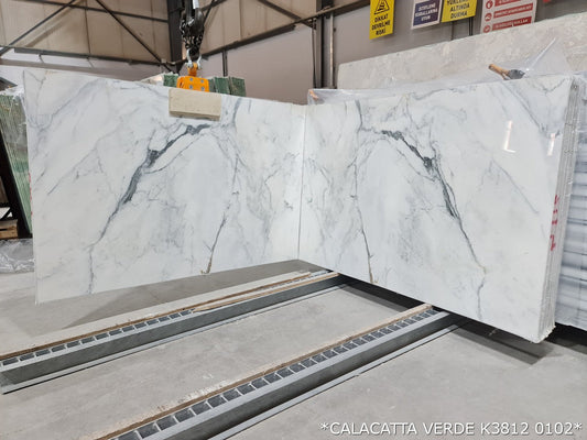 Calacatta Verde White Bookmatching Marble Slabs Polished - Full Truckload.