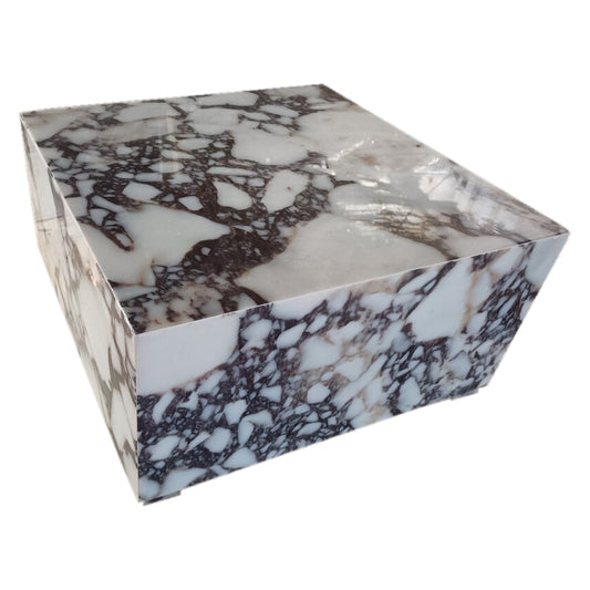 Calacatta Viola Marble Rectangular Prism Block Design Coffee Table (W)24" (L)24" (H)12".