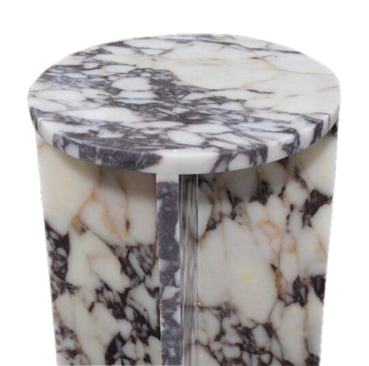 Calacatta Viola Marble End/Side Table, Nightstand Polished (D)14" (H)22".