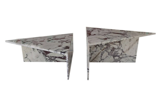 Calacatta Viola Marble Triangular Design Coffee Table Polished Set of 2.