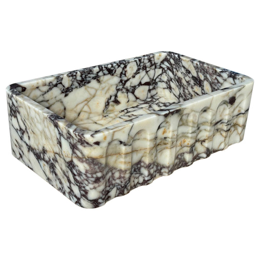 Calacatta Viola Marble Wall-mount Bathroom Vanity Sink Fluted Front (W)19.5" (L)31.5" (H)10".