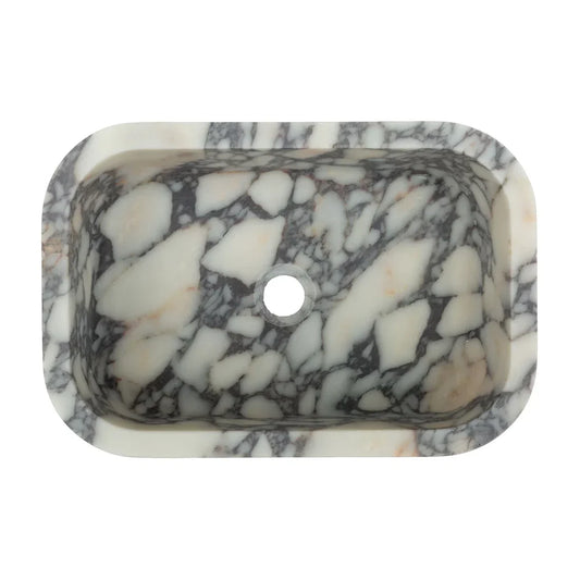 Calacatta Viola Marble Rectangular Wall-mount Bathroom Sink (W)12" (W)18" (H)7".