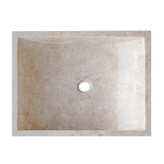 Cappuccino Beige Marble Rectangular Above Vanity Bathroom Sink (W)18" (L)21.5" (H)5".
