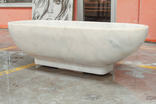 Bianco Carrara White Marble Bathtub Hand-carved from Solid Marble Block (W)30" (L)70" (H)20".