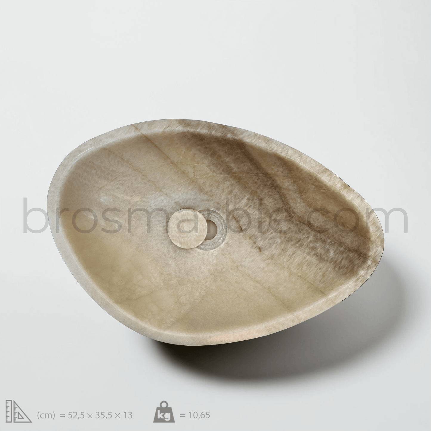 Honey Onyx Marble Vessel Sink with polished finish and minimalist design, showcasing natural stone craftsmanship.