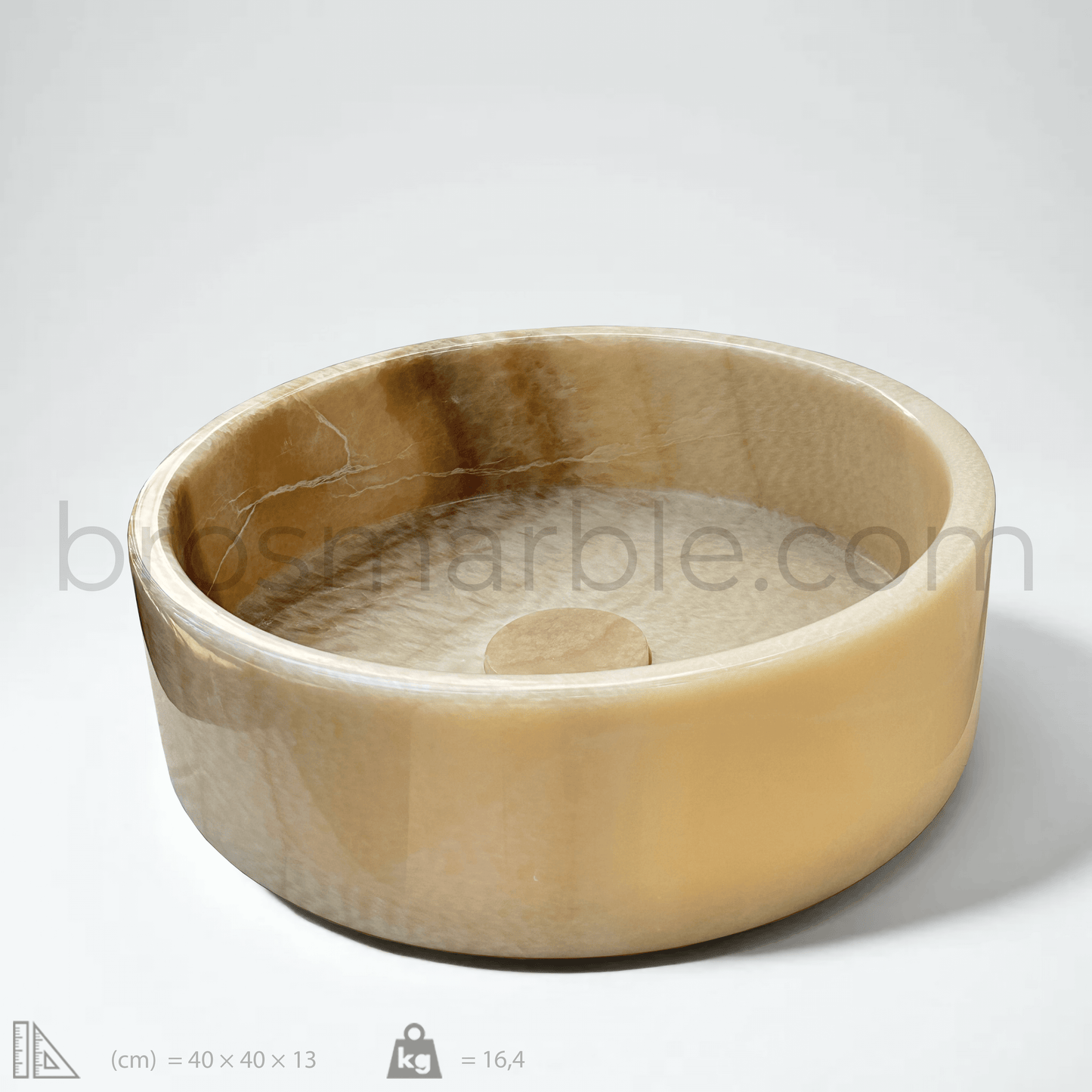 Honey Onyx Marble Vessel Sink with polished finish, showcasing minimalist design and natural stone craftsmanship.