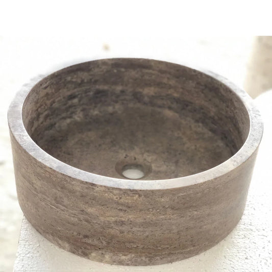 Silver Travertine Natural Stone Above Vanity Bathroom Sink Polished (D)16" (H)5".