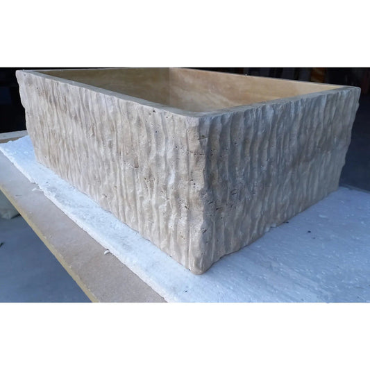 Travertine Rectangular Sink Natural Stone Above Vanity Bathroom Sink (W)23" (D)18" (H)8".