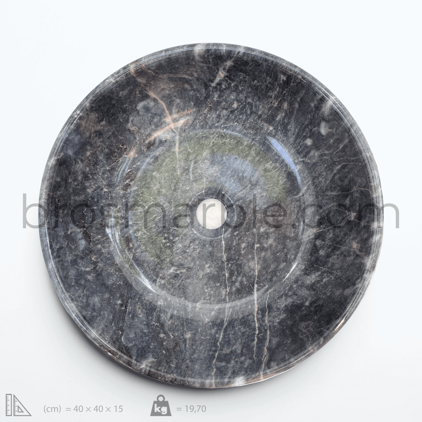 Polished blue marble vessel sink showcasing elegant veining and minimalist design, perfect for luxury bathrooms.