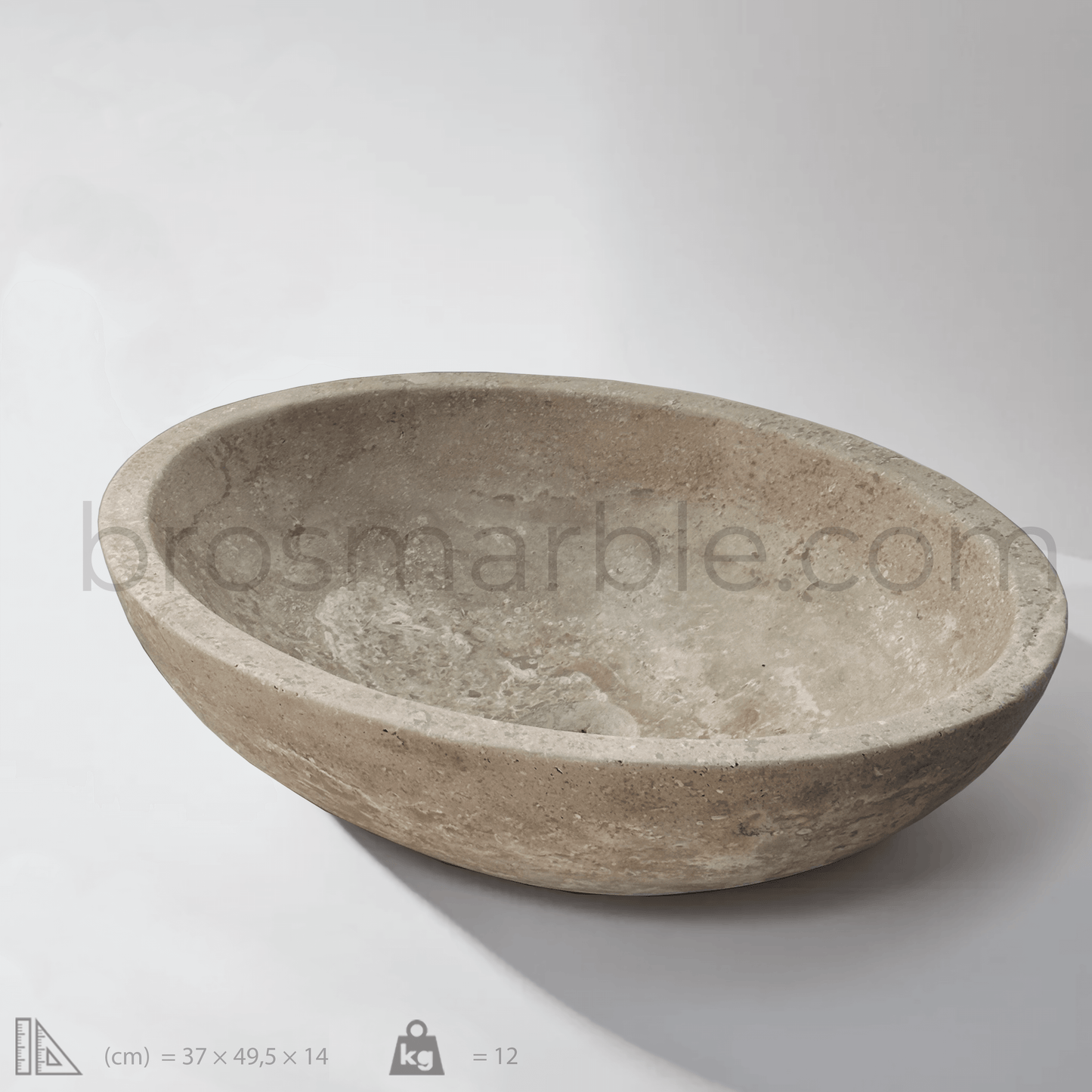 Oval travertine vessel sink showcasing a polished finish and minimalist design for timeless elegance.