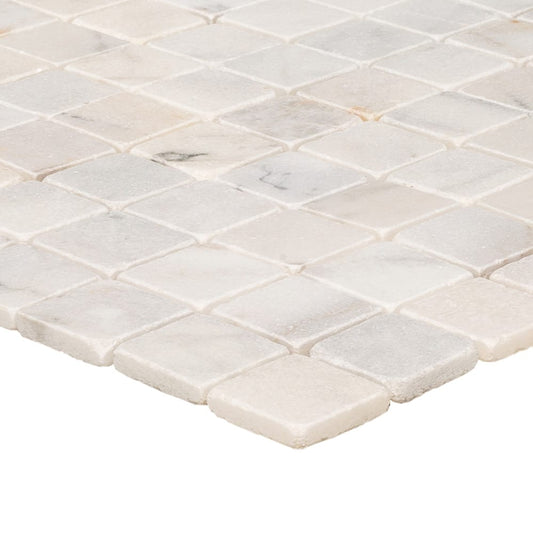 Carrara White Marble Tumbled Mosaic Floor and Wall Tile - Livfloors Collection.