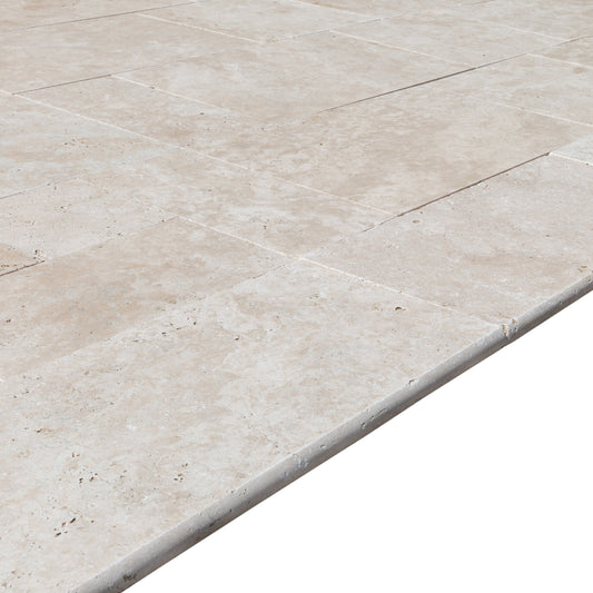 Miletos Ivory 12"x24" Tumbled Travertine Pool Coping - Full Truckload.