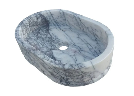 New York Marble Ellipse Wall-mount Bathroom Sink (W)14" (L)20" (H)5".