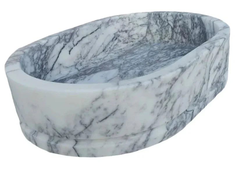 New York Marble Ellipse Wall-mount Bathroom Sink (W)14" (L)20" (H)5".