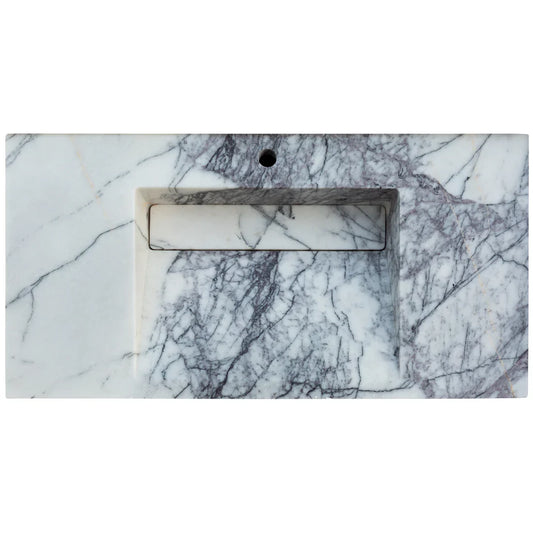 New York Marble Wall-mount Bathroom Sink with Drain Cap (W)20" (W)40" (H)8".