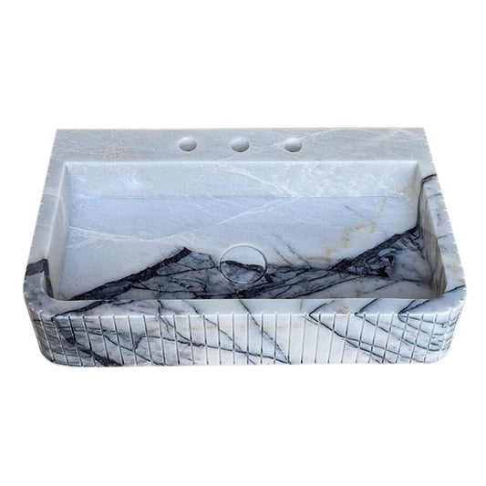 New York Marble Wall-mount Bathroom Sink Fluted Front and Edges (W)16" (W)28" (H)5".