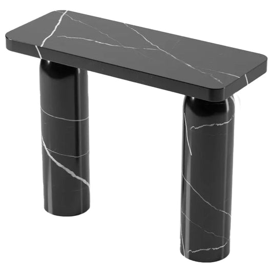Toros Black Marble Designer Round Legs Console Polished.