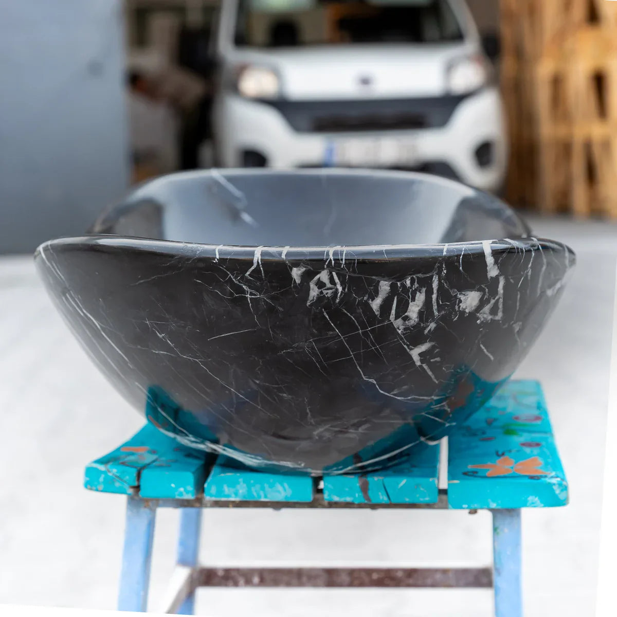 Elegant black marble surface showcasing luxurious and sophisticated interior design elements