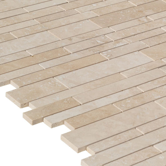 Classic Beige Travertine Slides Honed Mosaic Floor and Wall Tile - Livfloors Collection.
