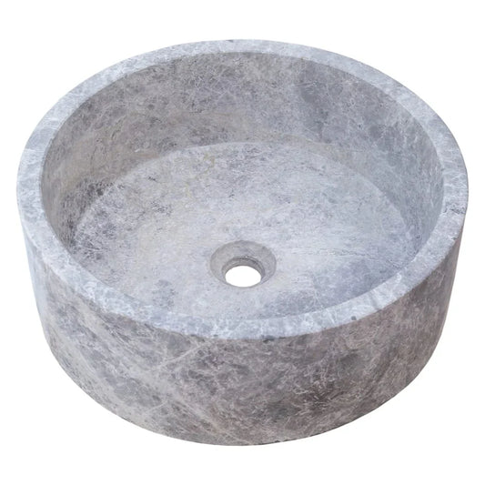 Natural Stone Tundra Grey Marble Above Vanity Bathroom Sink Polished (D)16.5" (H)6".