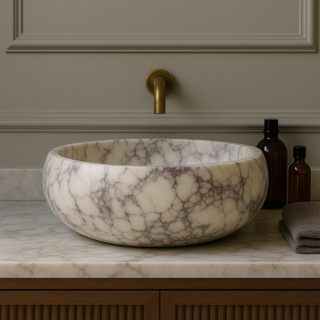 Viola Calacatta Oval Marble Sink | Italian Design Natural Stone Basin