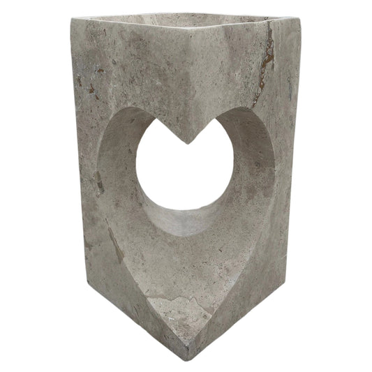Walnut Travertine Designer Pedestal Stand-Alone Hearth Shape Sink (W)18" (L)18" (H)33".